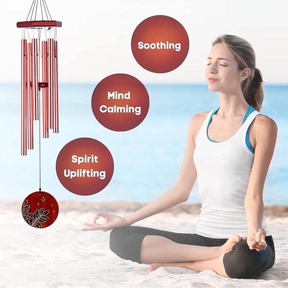 Hand Crafted Outdoors Soothing Deep Tone Metal Wind Chimes 32” - Picture 4 of 4